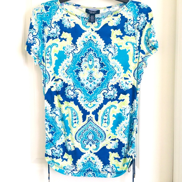 Chaps women’s cap sleeve blouse side strings small - Picture 1 of 7